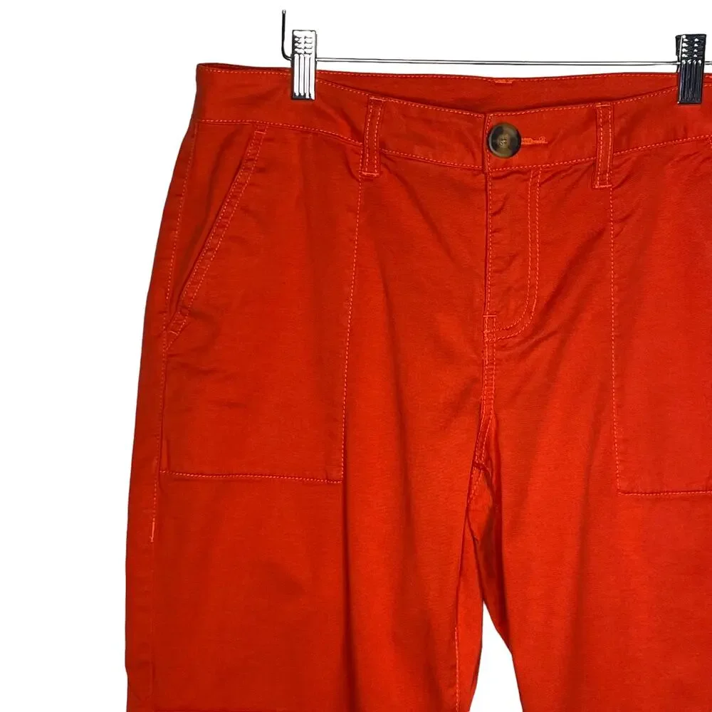 CAbi 6046 Womens Size 10 Orange Corel Utility Twill‎ Trouser Chino Pants Stretch